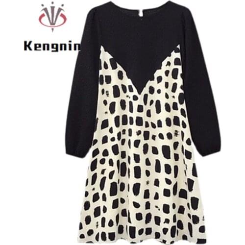 Fake Two Piece Womens Dresses 2021 Autumn Winter French Style Puff Sleeve Ladies Vestidos Patchwork Print Female Robe KE1848