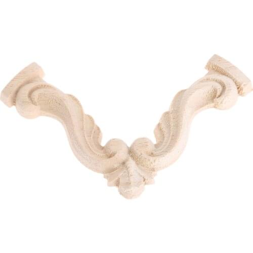 1Pc 7*7cm Decorative Wood Appliques Wood Carved Flower Onlay Decal Corner Applique for Home Furniture Door Decor Craft