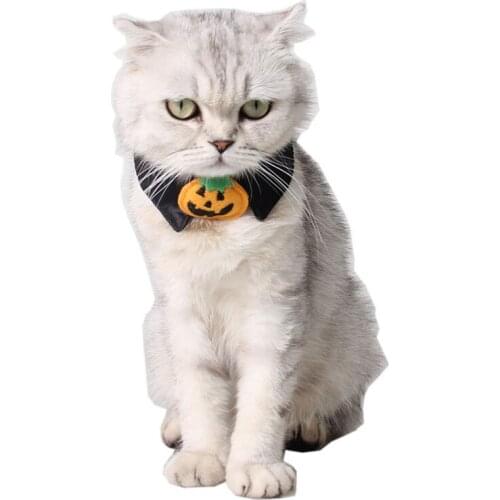1PC Adjustable Black Pumpkin Small Dog Puppy Cat Pet Bow Collar Tie Halloween Party Decoration Necktie