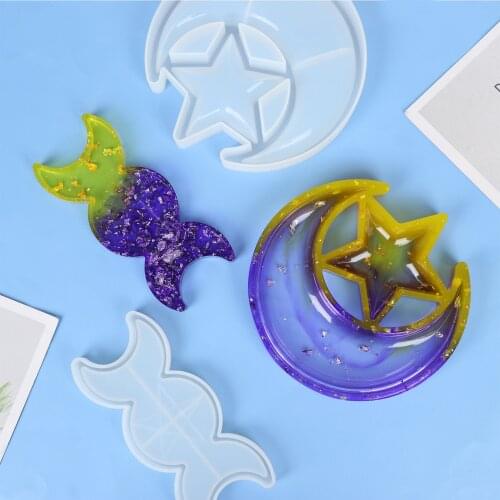 2 Pieces Star Moon Tray Resin Mold and Moon Phase molds Set Jewelry Storage Tray