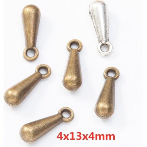 200pcs 13*4MM Vintage silver color waterdrop charms antique bronze water droplets pendants for bracelet earring diy jewelry