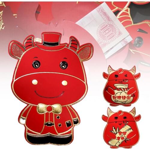 2021 Ox Year Red Envelope Cartoon Cow Shape Three-dimensional Lucky Money Bag New Year Spring Festival Baby Red Packet