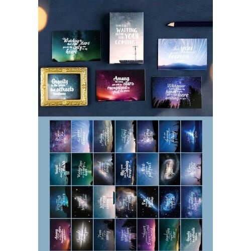 Multi-use 5.2*8cm 54pcs Mini Card Night Star Sky Design As Scrapbooking Background Party Invitation Cards