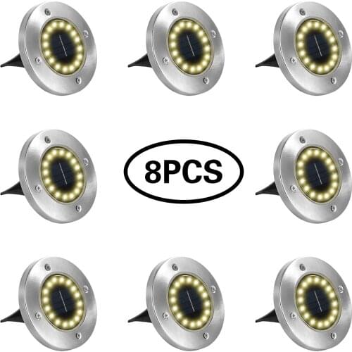 8PCS LED Solar Path Light 16LED /20 LED Solar Power Buried Lights Ground Lamp Outdoor Path Way Garden Decking Underground Lamps