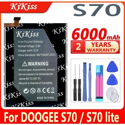 6000mAh Battery for DOOGEE S70 / S70 Lite S70lite Replacement Li-ion Phone Battery + Gift Tools