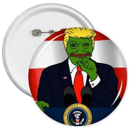 America American President Sad Frog Trump Doing Speech Funny Ridiculous Spoof Meme Image Round Pin Badge Button Decoration 5pcs