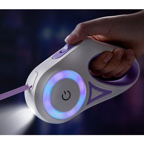 Dog luminous leash, small and medium-sized dogs with light, automatic retractable dog leash, Teddy outing pet supplies