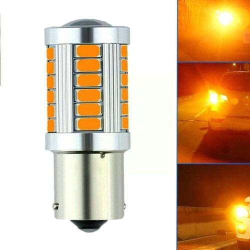 1PCS P21W Ba15s 1156 Car LED Signal Light Bay15d 1157 X6O6 LED Trun Parking Reverse 12V Brake 33SMD 5730 Amber Yellow Tail W7T3