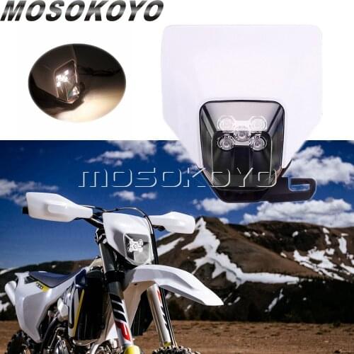 White Dual Sport LED Headlight Headlamp Fairing for FE 250/350/450/501 TE 150/250/300/250i/300i Motocross Head Lamp Mask 2017-19