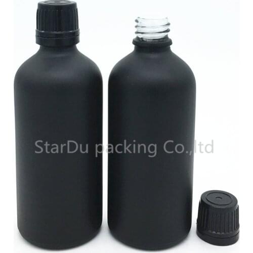 Free Shipping 10pcs/lot 100ML Black Frosted Glass Bottle 100ml Vials Essential Oil Bottle black Plastic cover Perfume bottle