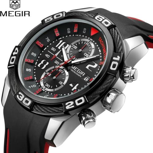 Megir Sport Watch Men Luxury Top Brand Fashion Business Silicone Waterproof Male Chronograph Clock Man Quartz Watches Wristwatch