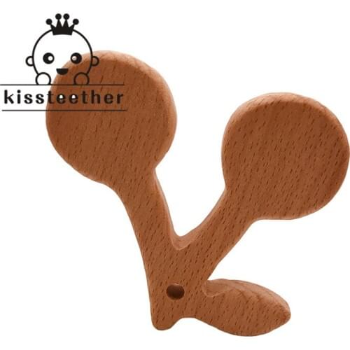 Infant Chawable Toy Baby Wood Teether Cherry Shape Natrual Wooden Baby Teether Toys Wood Teething Accessories Baby Shower Gifts