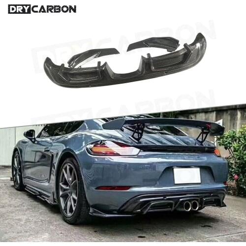 Carbon Fiber Rear Lip Diffuser Spoiler Splitters fit for Porsche 718 Cayman Boxster Base S Coupe 2016-2019 Car Bumper Guard