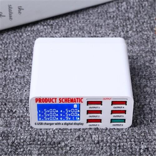 Go2linK 6A 6 USB 2.0 USB 3.0 Port QC 3.0 Fast Charger HUB Wall Charging Adapter Station LCD Screen