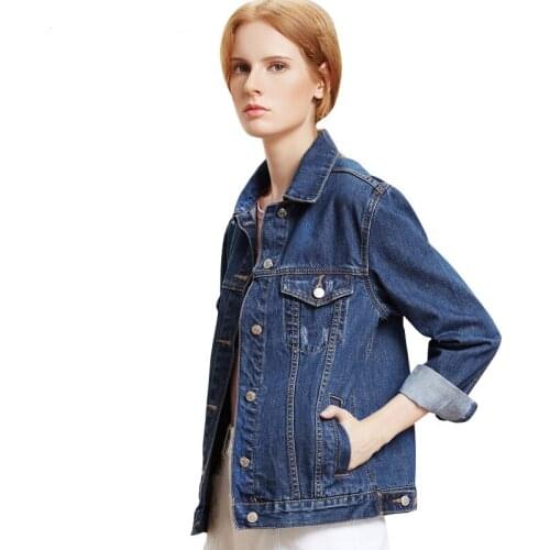 Cotton Women Denim Jacket blue Pink Red Autumn Spring Plus Size Casual England Outwear Ladies Female Jeans Coat Windbreaker