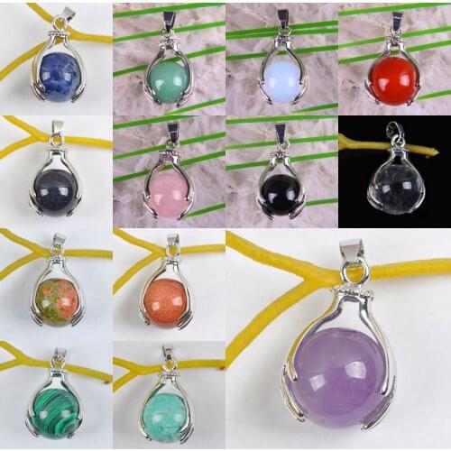 Crystal/Opal/Rose Crystal/Sodalite/Tigereye/Sandstone/Howlite/Green Malachite Round Pendant Jewelry For Woman Gift