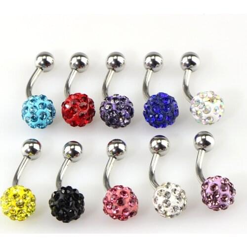 Belly Button Ring 8mm Ball 2G Not Allergic Stainless Steel Piercing Aurora White Pink Top Quality Navel Bar Body Jewelry