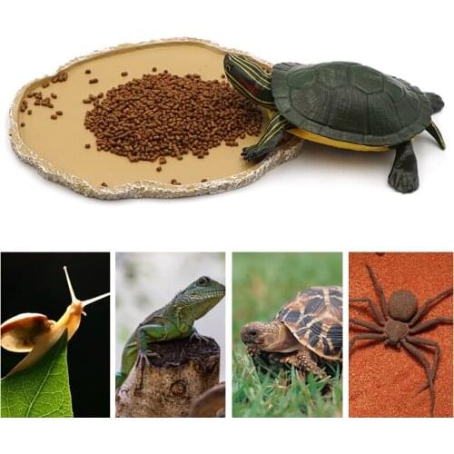 Pets Feeding Plate Reptile Feeding Bowl Vivarium Food Water Dish Resin Bowl for Turtle Gecko Snake Pet Breeding Tray