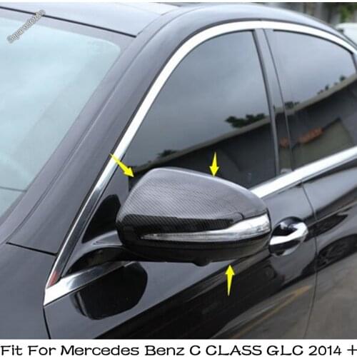 Lapetus Door Rearview Mirror Shell Rear-view Mirror Cover Trim 2 Pcs For Mercedes Benz C CLASS GLC 2014 - 2021 Carbon Fiber Look