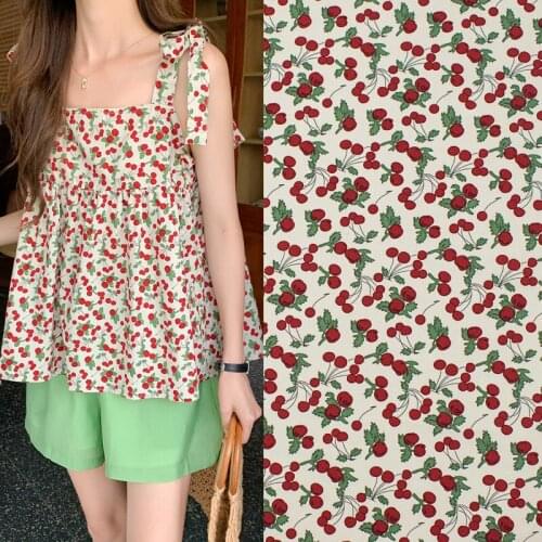 Red cherry cotton fabric for dress платье tissus au mètre telas por metro sewing ткань для шитья vestidos coton vestidos قماش