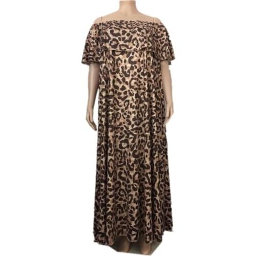 L-4XL Sexy Backless One-shoulder Dress For Ladies, Large Size Loose Leopard Print Dress, High Waist Party Dress, New Summer 2021