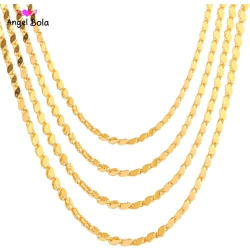 18K Gold 6mm Wide Neutral Temperament Necklace Muslim Islamic Mens Jewelry Gift Wholesale Never Fading Various Size Options