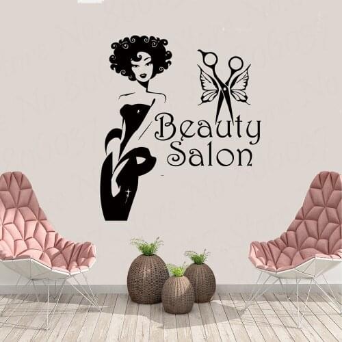 Wall Decals Beauty Salon Decor Girl Hair Sticker Hairdressing Decal Living Room Home Interior Design Art Mural DIY Decor WL1819