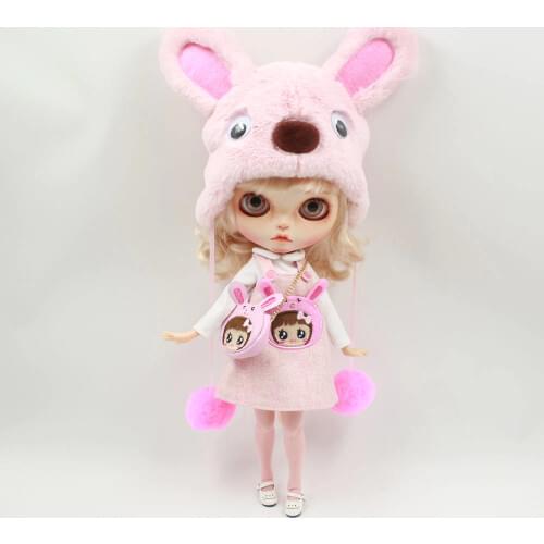 Outfits for Blyth doll Pink Rabbit suit including bag and hat and stockingsuit for 1/6 bjd icy dbs