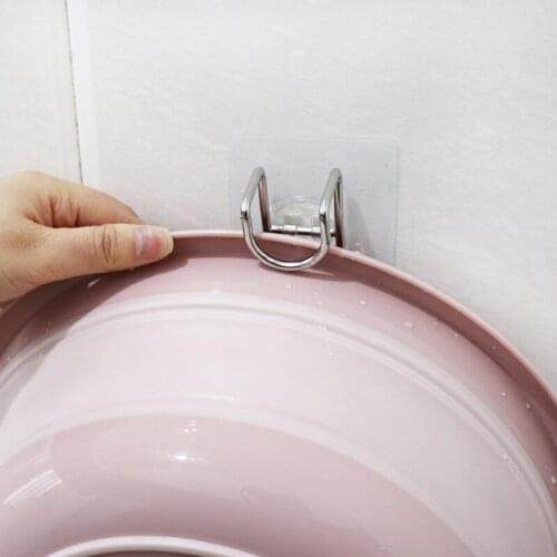 Wall Mount Hook Holder Adhesive Storage Rack Punch-free Sticky Bathroom Hooks Kitchen Traceless Washbasin Save Space Organizer