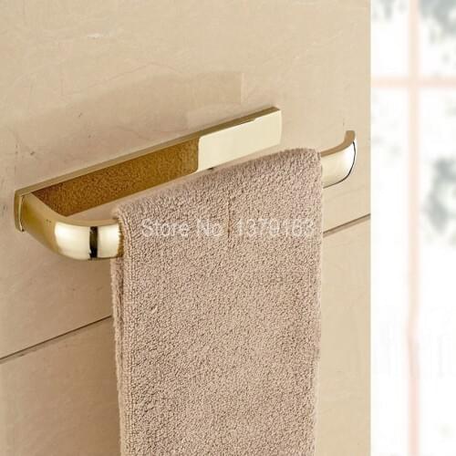 Wall Mount Luxury Gold Color Brass Bathroom Towel Single Bar Rail Rack Holder Bathroom Fitting Accessory aba844