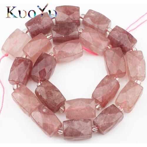 Natural Genuine Strawberry Quartz beads High Quality Faceted Column Loose Beads For Jewelry Making Diy Pendant Bracelets 11x16mm