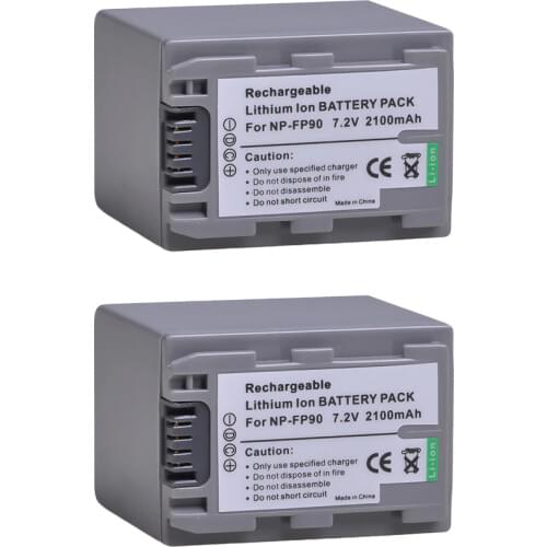 2x NP-FP90 NPFP90 Battery for Sony DCR-HC30 40 43E 85 94E 96 DCR-SR30 60E 70E 80E 100 Camcorders as NP-FP30 FP50 FP60 FP70 FP71