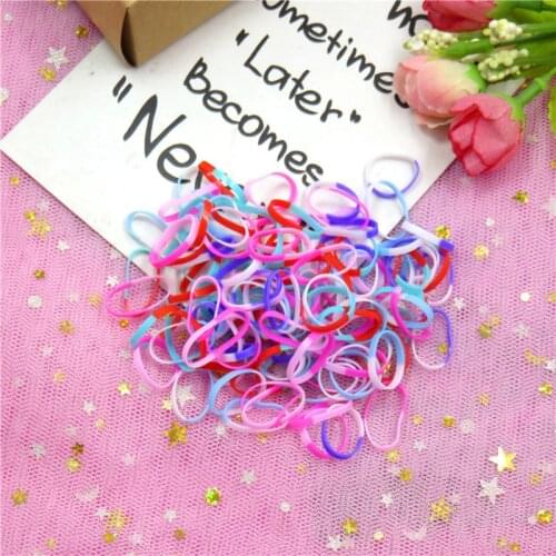 About 100PCS/LOT Fashion Two-color Elastic Hair Bands For Girl Handmade Hair Scrunchy Kids Creative Hair Accessories For Girl