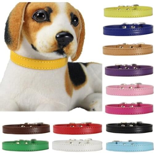 For Dogs Adjustable Cats Neck Strap PU Leather Soft Popular Solid Colorful Pet Supplies Pet Collars 1PC High Quality Safe