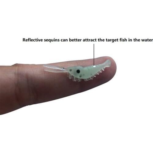 20Pcs/Lot mini Silicone Luminous Soft Shrimp Baits 35mm/0.3g Artificial Glow Shrimp Bait No hook Sea Fishing Winter Fishing