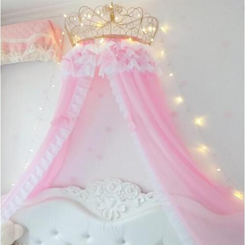 Princess air bed curtain mosquito net decoration curtain powder yarn with crown frame