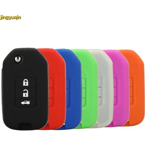 Jingyuqin Remote Car Key Silicone Case Cover Protection For Honda Accord CR-V Crosstour Civic 2012-2017 3 Buttons Without Logo