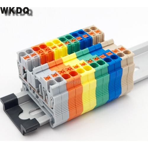 10pcs PT 2.5 Spring Universal Push In Connection Din Rail Terminal Block 800V, 31A , 24-12AWG , Connector Wire Conductor