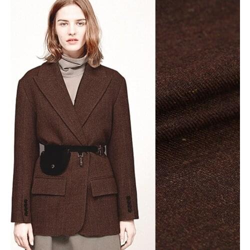 150CM Wide 360G/M 80% Wool 20% viscose Thin Brown Fabric for Autumn and Spring Dress Jacket Outwear Overcoat E531