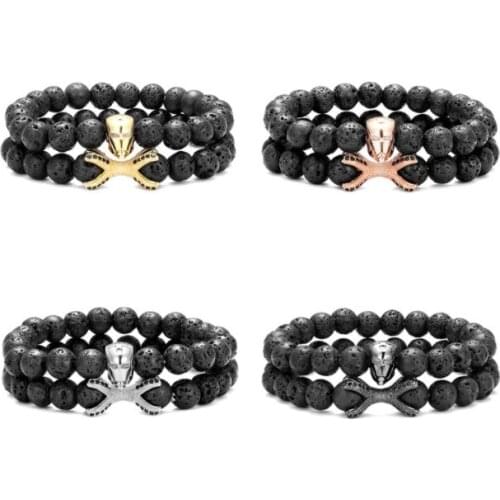 2pcs/lot 8mm helmet crown gold silver copper cz zircon cubic zirconia beads bohemian Bracelet Stone Bangles df3d