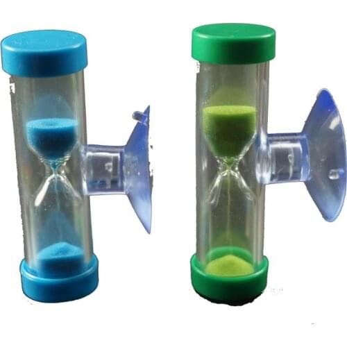 2pcs/lot Mini Sandglass Hourglass for Tooth Brushing Timer Shower Timer with Suction Cup