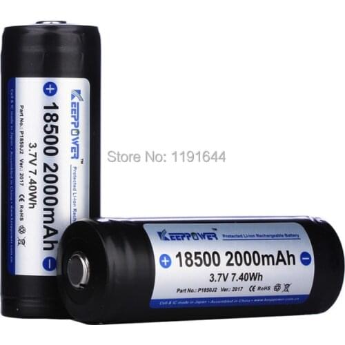 2PCS/LOT Orignal Keeppower 18500 2000mAh PROTECTED High Drain Flashlight Battery