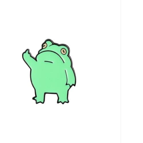 20/Lot Funny Middle Finger Frog Badge Alloy Metal Brooch Figures Pin For Lapel Action Toy
