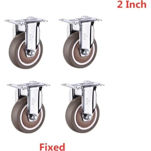 4 Pcs/Lot 2 Inch Fixed Caster Rubber Mute Light Furniture Medical Shelf Ventilator Wheel