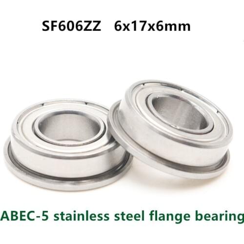 50pcs/lot ABEC-5 stainless steel Flanged bearing SF606ZZ 6*17*6 Flange ball bearings 3D Printer Parts SF606 -2Z 6x17x6mm