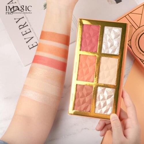 6 Colors Highlight Blush Face Shadows Palette Glitter Shimmer Brighten Modify Face Trimming Lasting Waterproof Cosmetic Makeup