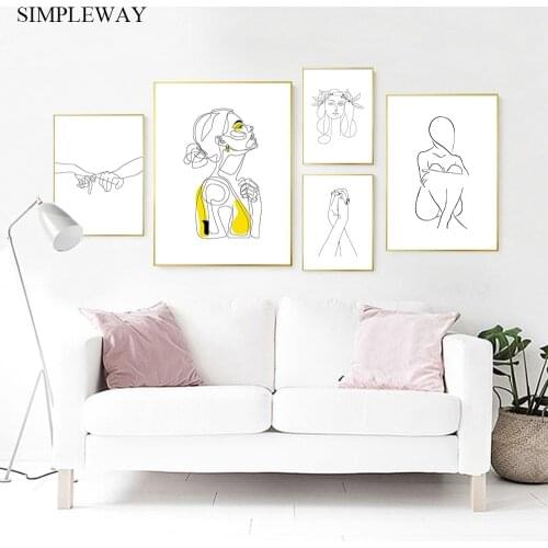 Line Drawing Abstract Poster Simple Wall Art Canvas Print Painting Minimalist Decorative Picture Modern Living Room Decor