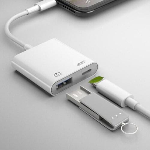 Lightning OTG Adapter to USB OTG Cable w/ Charging Port Data Keyboard MIDI Piano Disk for iPhone 12 Pro Max Mini SE2 11 iPad iOS