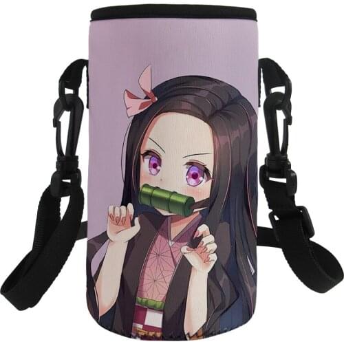 Anime Girl Sport Camping Accessories Vacuum Cup Soft Neoprene 500-1000ML Portable Durtable Water Bottle Cover Bag Pink Cup Bag