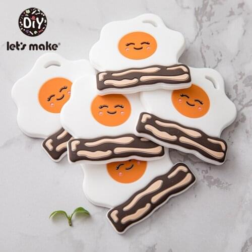 Lets Make 10PCS Baby Silicone Teether Cartoon Egg Silicone Food Grade Free BPA Pacifier Chain Accessories Necklace Beading DIY